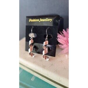 925 Silver Curled Ribbon Dangling Earrings